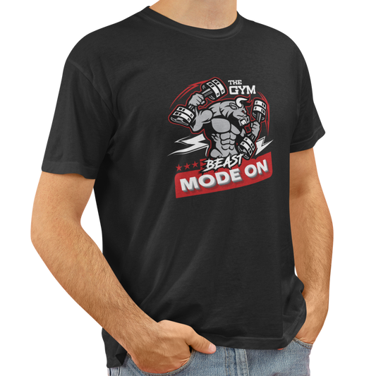 Beast Mode On Men Round Neck Cotton T-Shirt - Black
