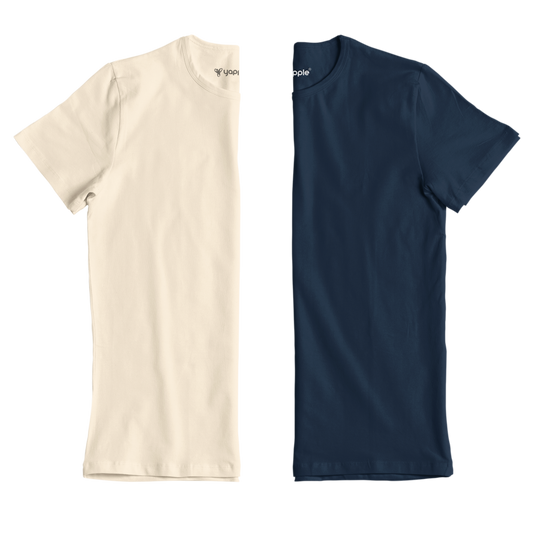 Essential Duo T-Shirt Set (Beige, Navy Blue)