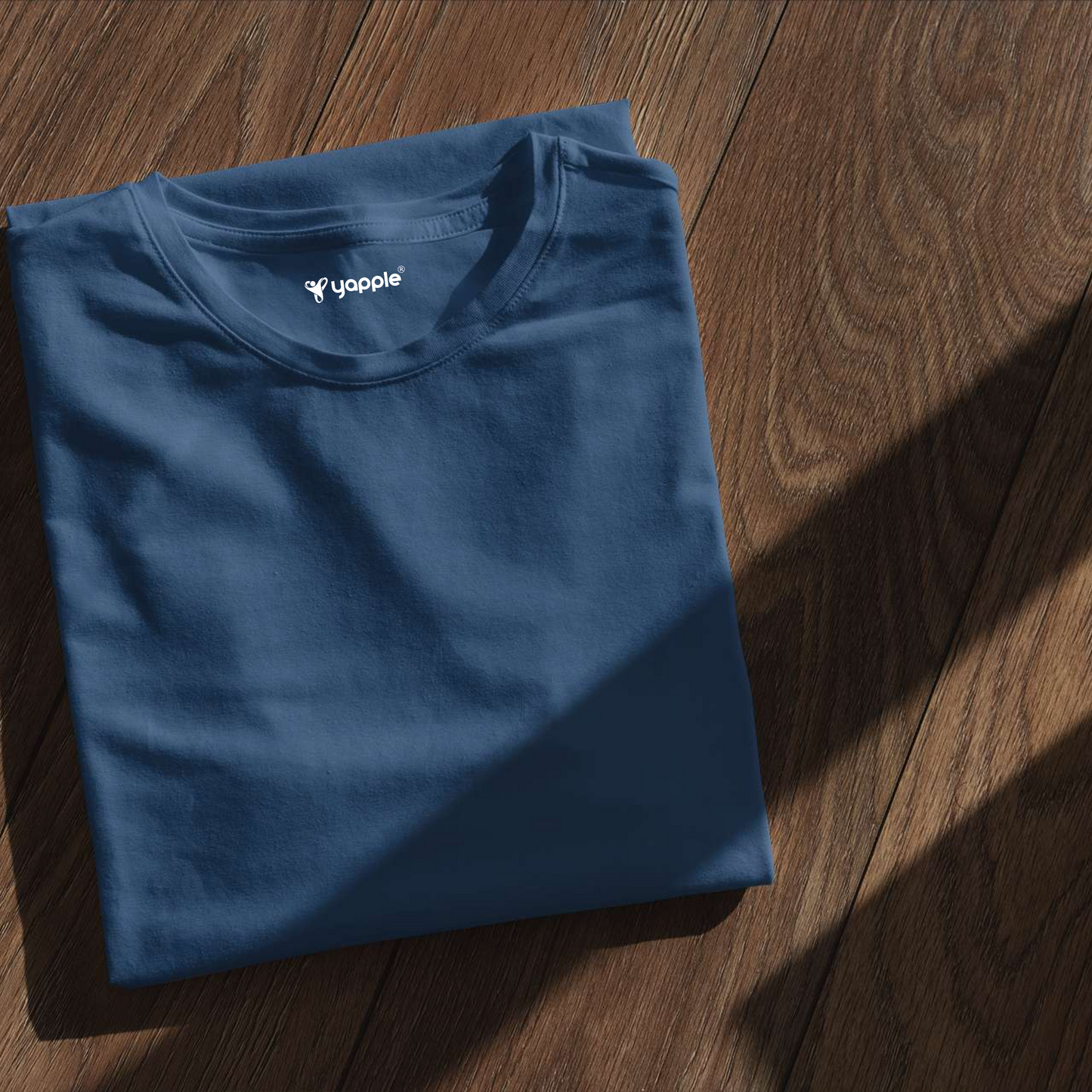 Plain Air-Force Blue Round Neck Cotton T-Shirt