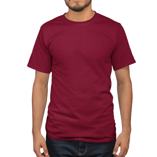 Plain Round Neck Cotton T-Shirt - Maroon