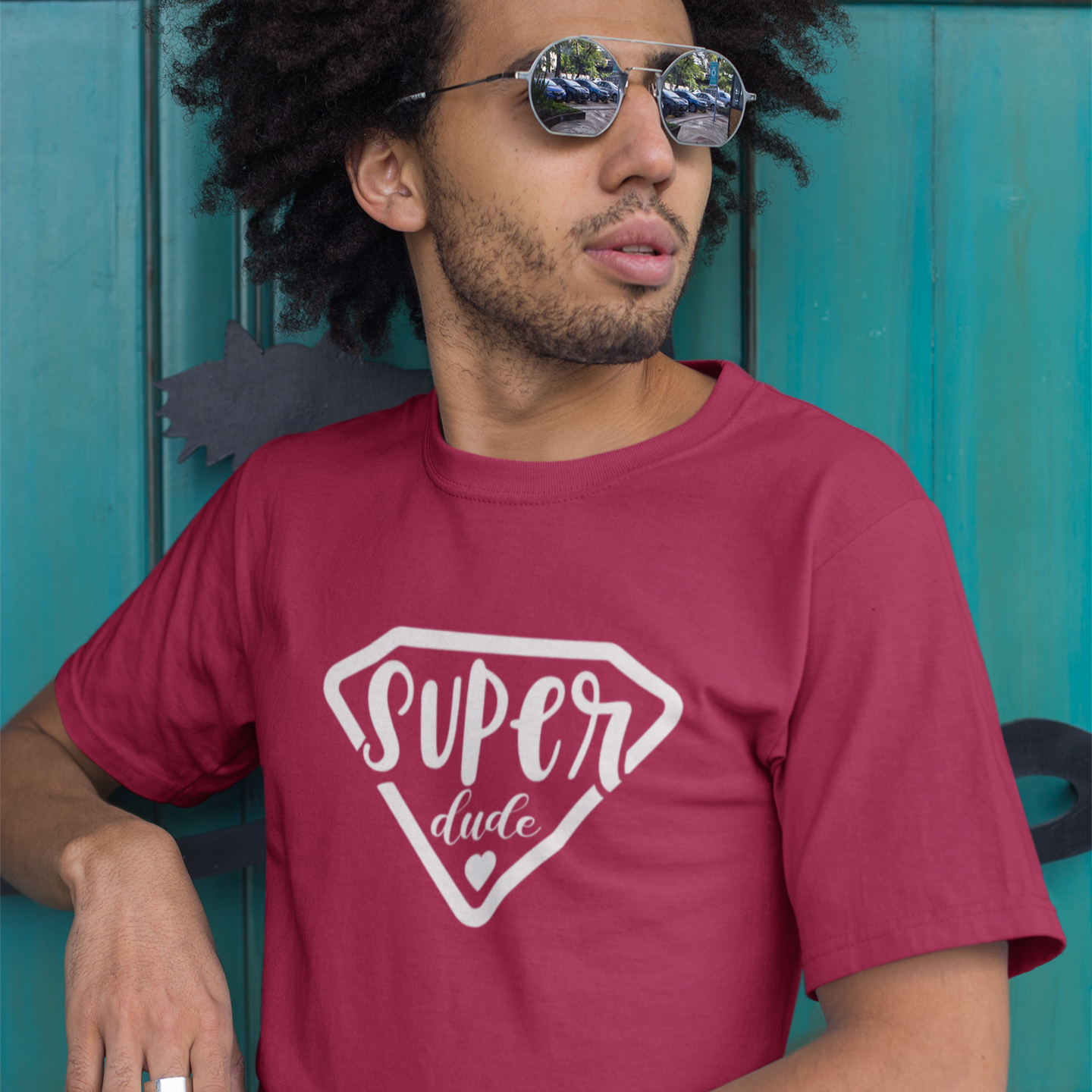 Super Dude Men Printed Round Neck T-Shirt - Red