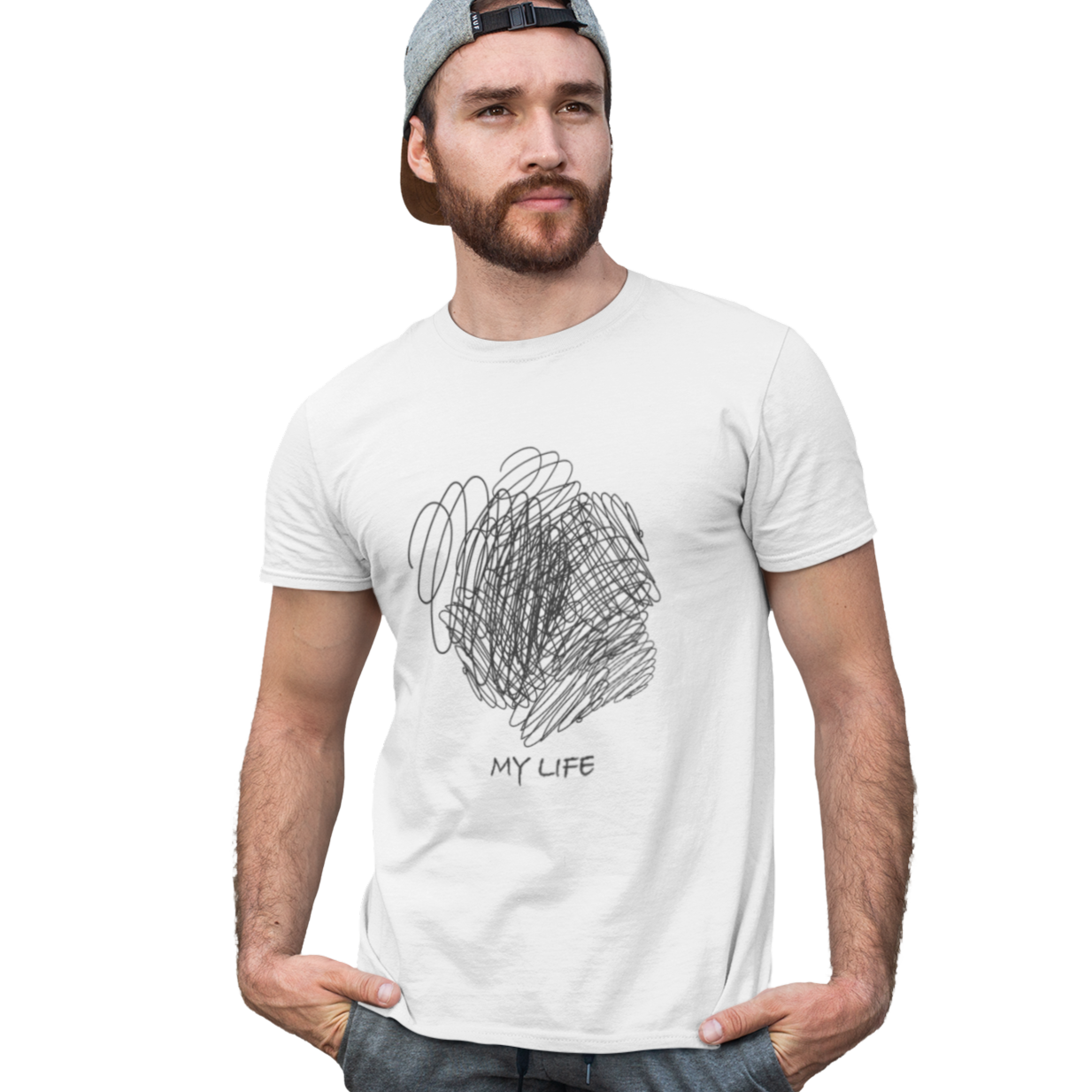 My Life Printed Round Neck Cotton T-Shirt - White