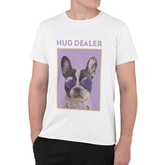 Hug Dealer Round Neck Cotton T-Shirt - White