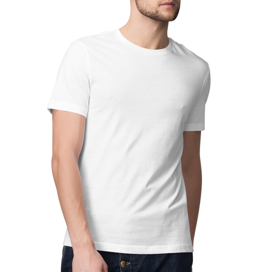 Solid Round Neck Cotton T-Shirt - White