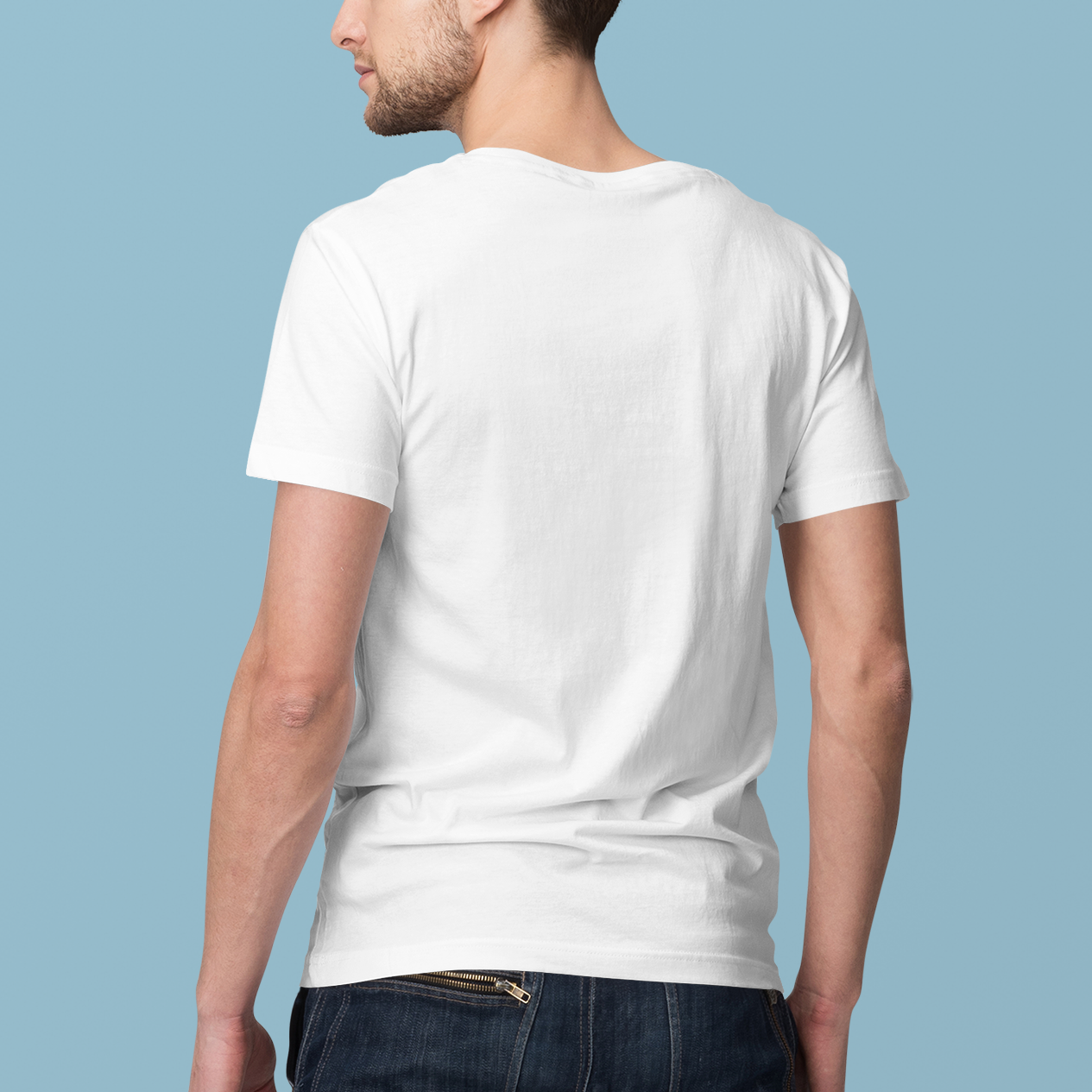 Solid Round Neck Cotton T-Shirt - White