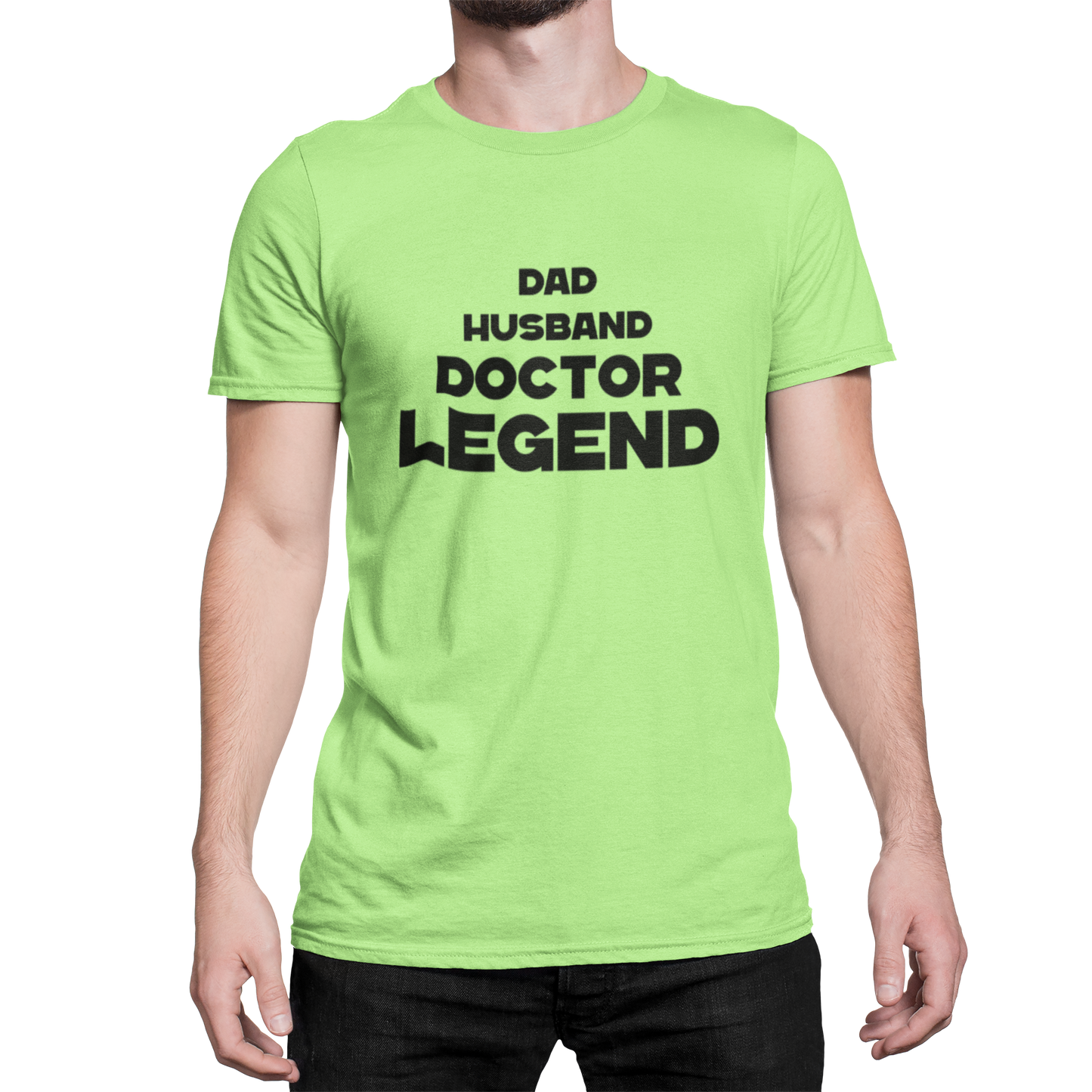 Dad Husband Doctor Legend Green Color Round Neck Cotton T-shirt