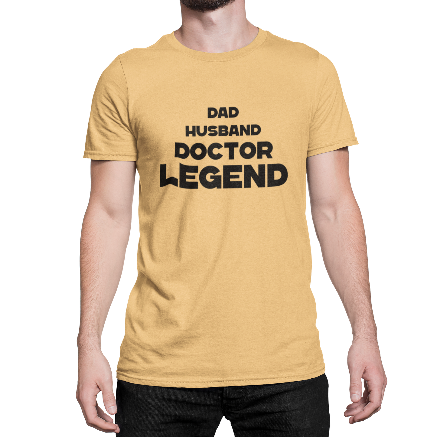 Dad Husband Doctor Legend Orange Color Round Neck Cotton T-shirt