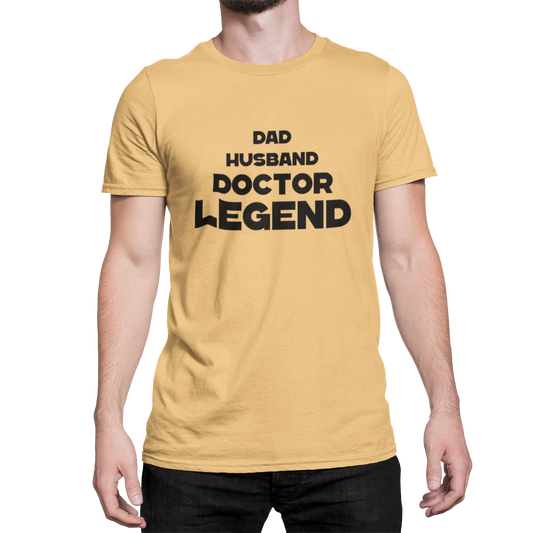 Dad Husband Doctor Legend Orange Color Round Neck Cotton T-shirt