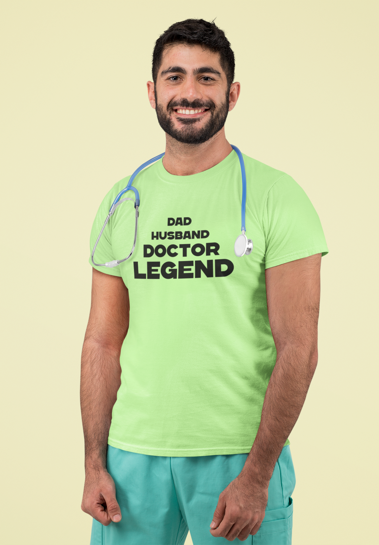 Dad Husband Doctor Legend Green Color Round Neck Cotton T-shirt