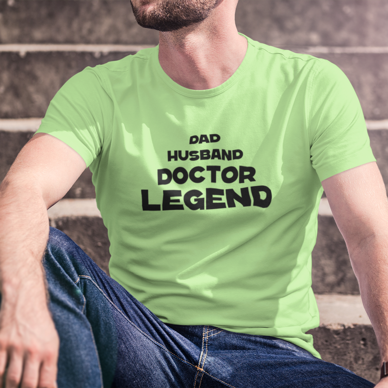 Dad Husband Doctor Legend Green Color Round Neck Cotton T-shirt