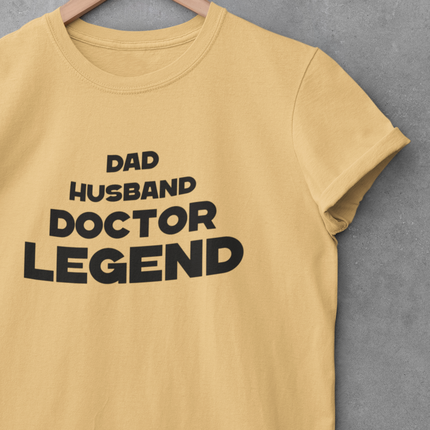 Dad Husband Doctor Legend Orange Color Round Neck Cotton T-shirt