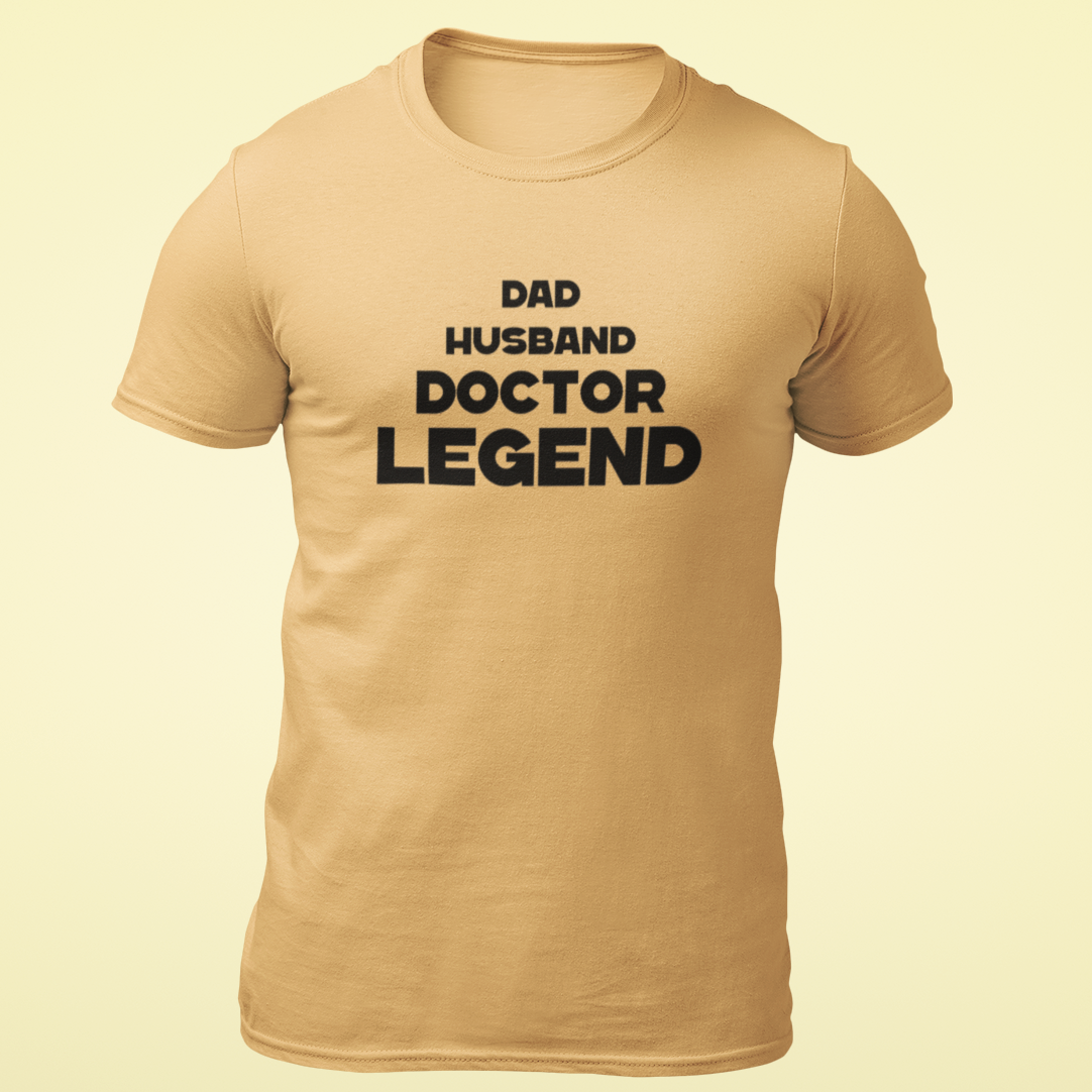 Dad Husband Doctor Legend Orange Color Round Neck Cotton T-shirt