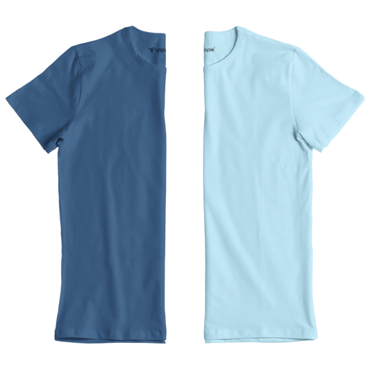 Shades Of Blue Round Neck Cotton T-Shirt Combo