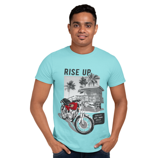Rise Up Men Printed Round Neck T-Shirt - Marine Blue