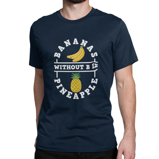 Banana Is Pineapple Round Neck Cotton T-Shirt - Blue