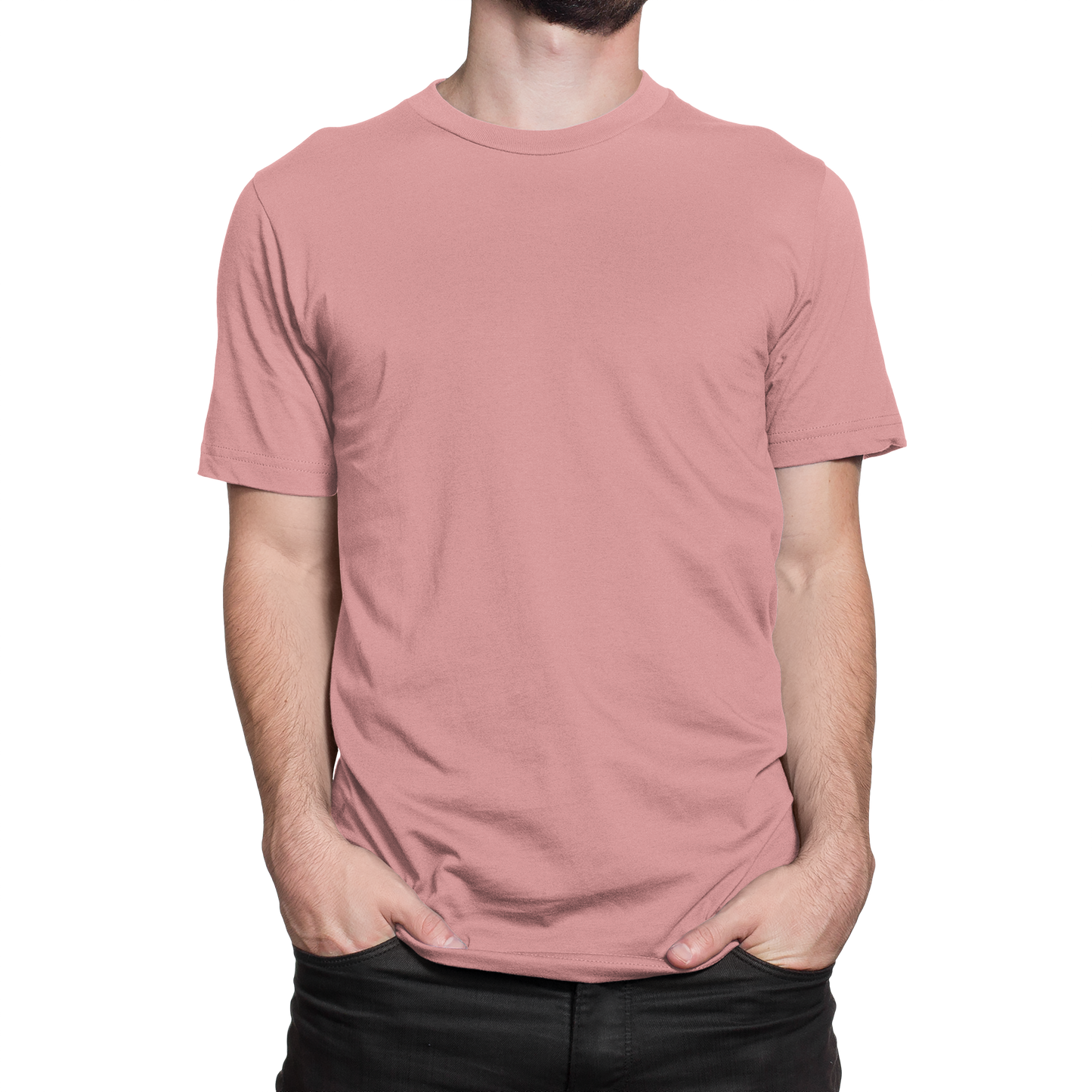 Plain Peachy Pink Round Neck T-Shirt