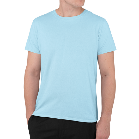 Round Neck Plain T-Shirt - Sky Blue
