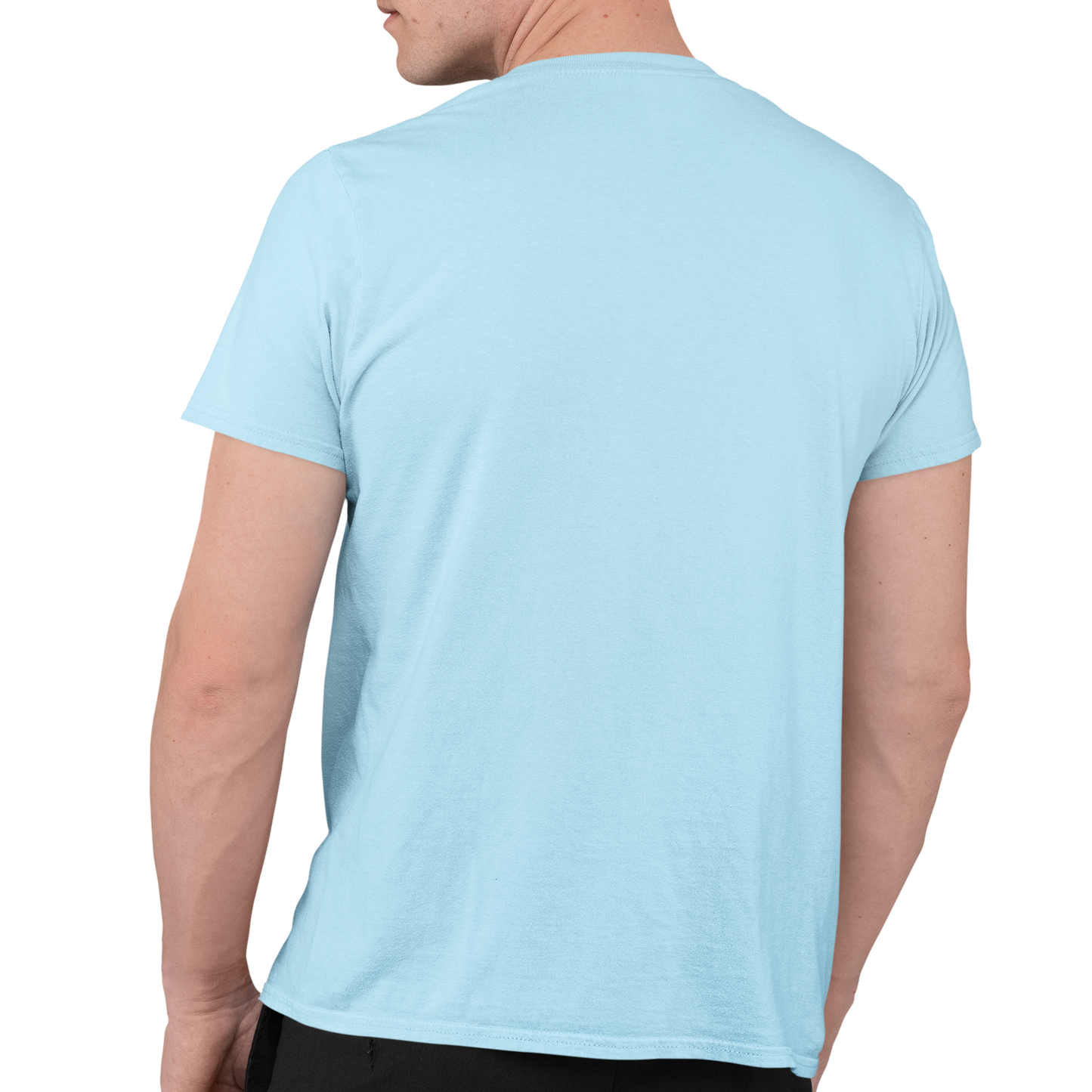 Round Neck Sky Blue Plain T-Shirt