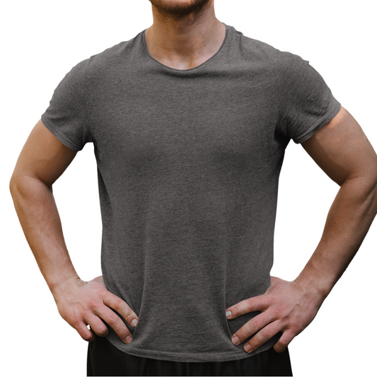Round Neck Plain T-Shirt Grey Melange