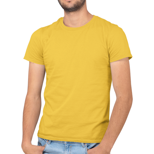 Plain Round Neck Yellow Color Cotton T-Shirt