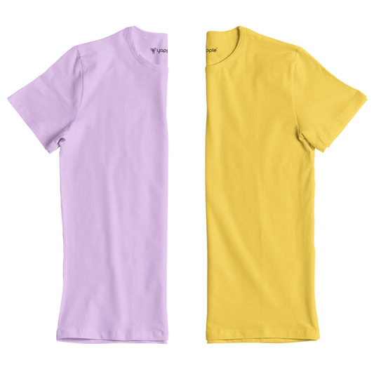 Unisex Crewneck Tee Combo: Electric Purple & Sunshine Yellow