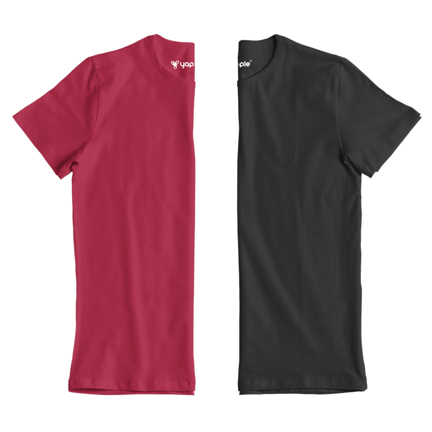 Unisex Round Neck Cotton T-Shirt Combo: Fiery Red & Essential Black