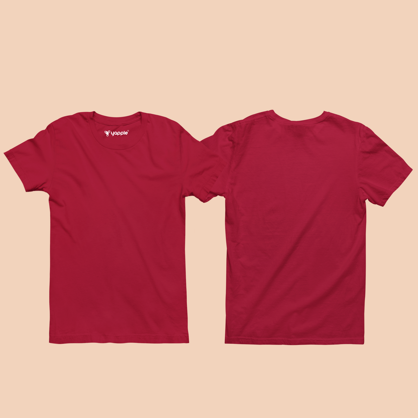 Unisex Round Neck Cotton T-Shirt Combo: Fiery Red & Essential Black