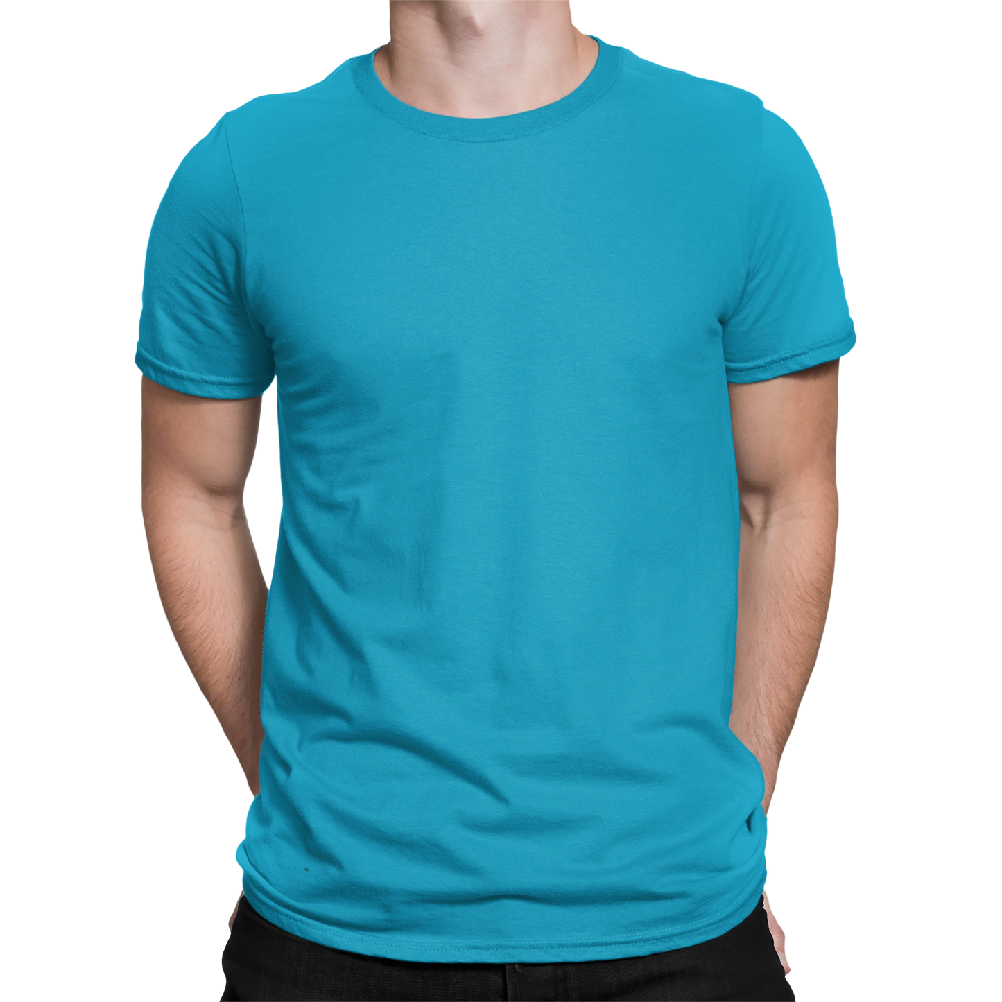 Plain Blue T-Shirt Round Neck Half Sleeves Cotton