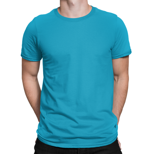 Plain Blue T-Shirt Round Neck Half Sleeves Cotton