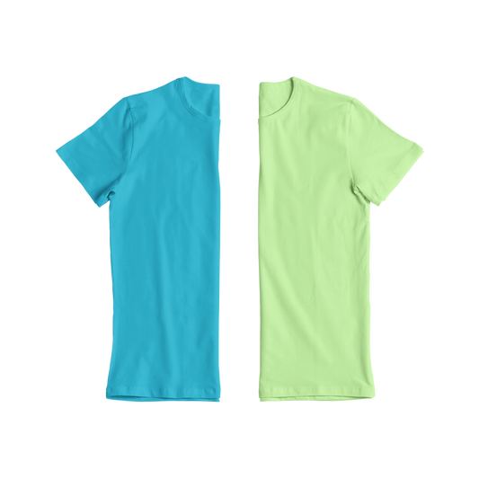 Cotton Crewneck T-Shirt Set - Green & Blue T-Shirt Combo