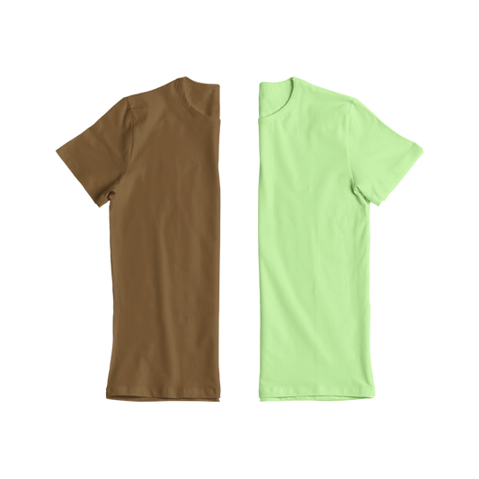 Green & Brown T-Shirt Combo Crewneck: 100% Cotton Comfort (2-Pack)