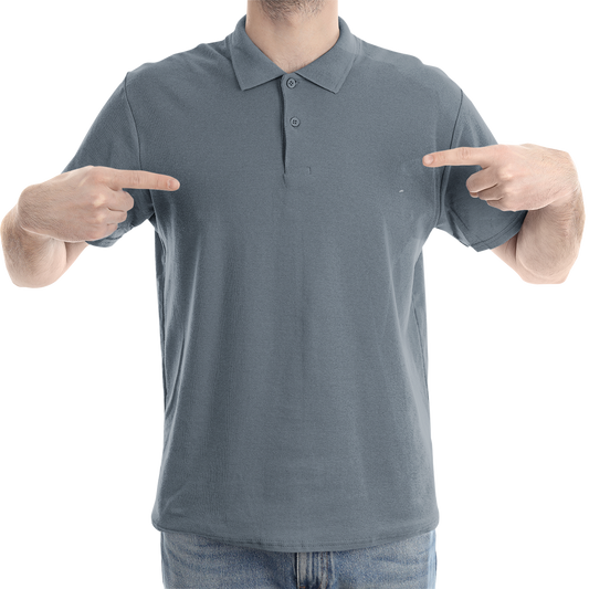 Plain Grey Color Polo Neck T-Shirt