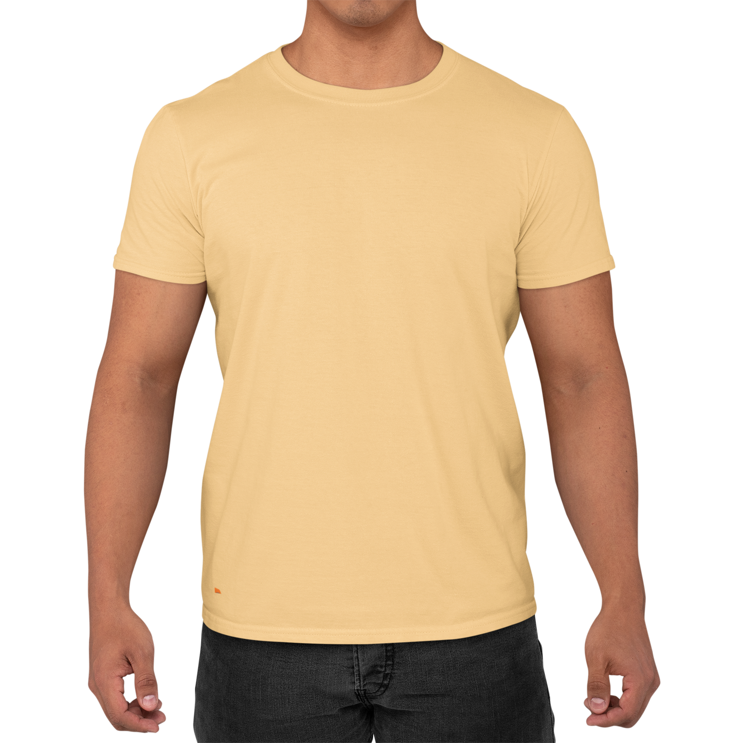 Solid Orange Color Round Neck Cotton T-Shirt