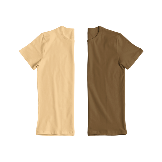 Orange & Mocha: Classic Crewneck T-Shirt Combo (2-Pack, 100% Cotton)