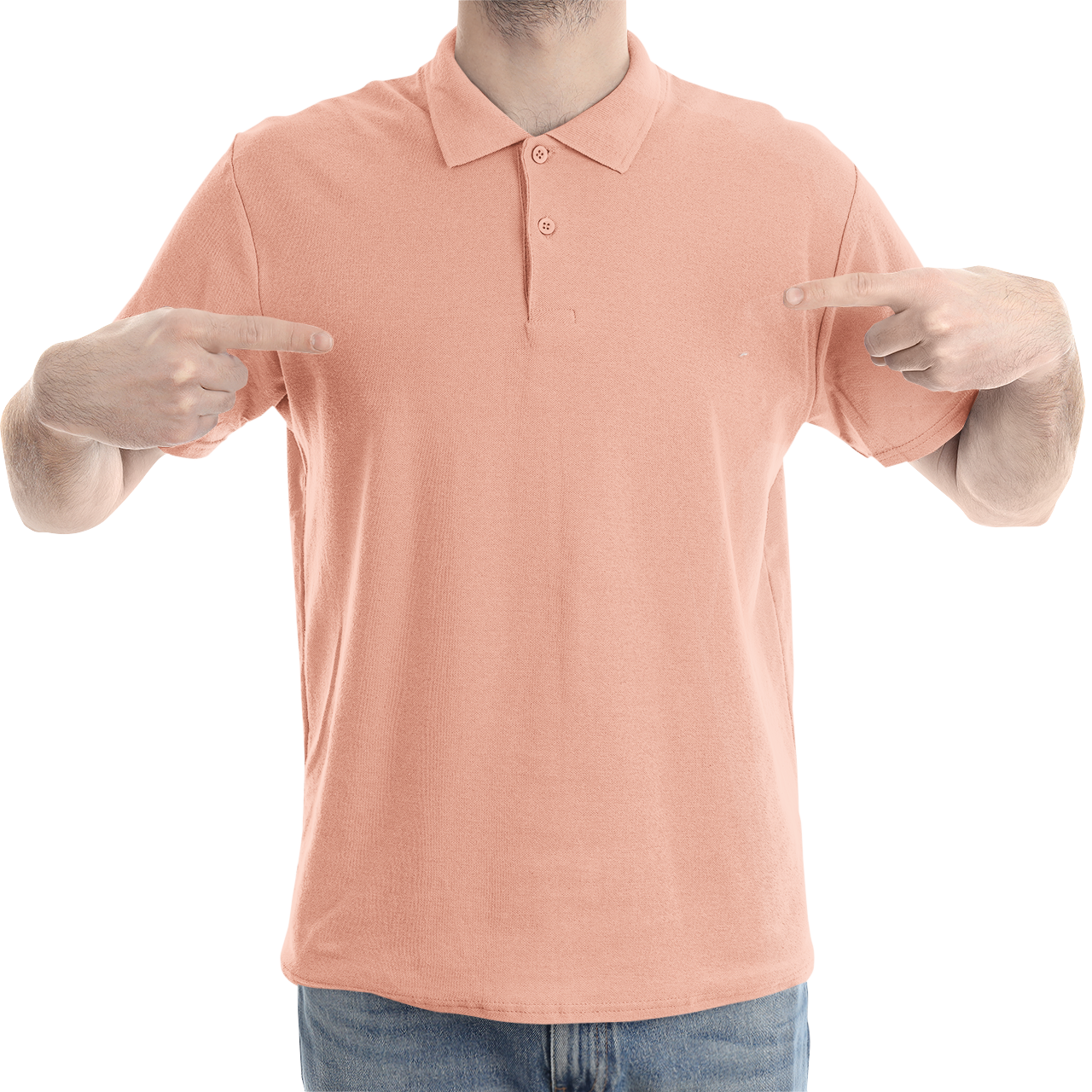 Plain Peach Color Polo Neck T-Shirt