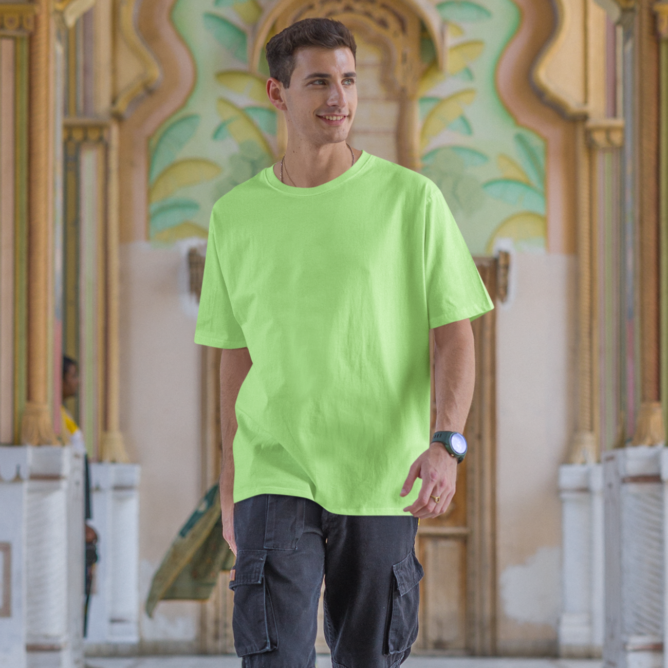 Cotton Crewneck T-Shirt Set - Green & Blue T-Shirt Combo