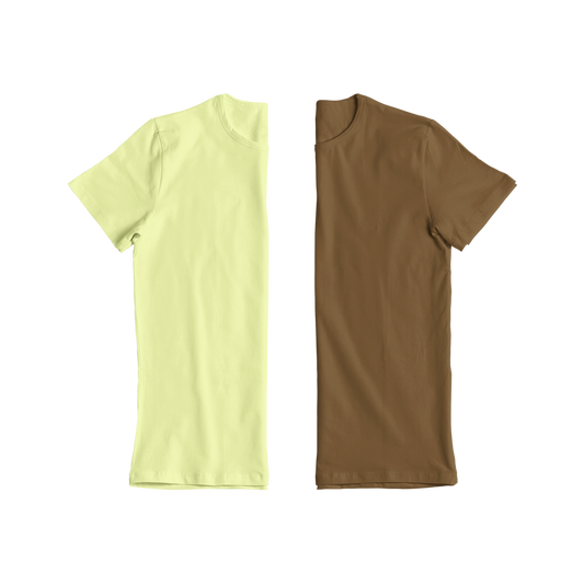 Sunny Days & Grounded Style: Crewneck T-Shirt Pack Of 2 (Yellow & Brown T-Shirt Combo)